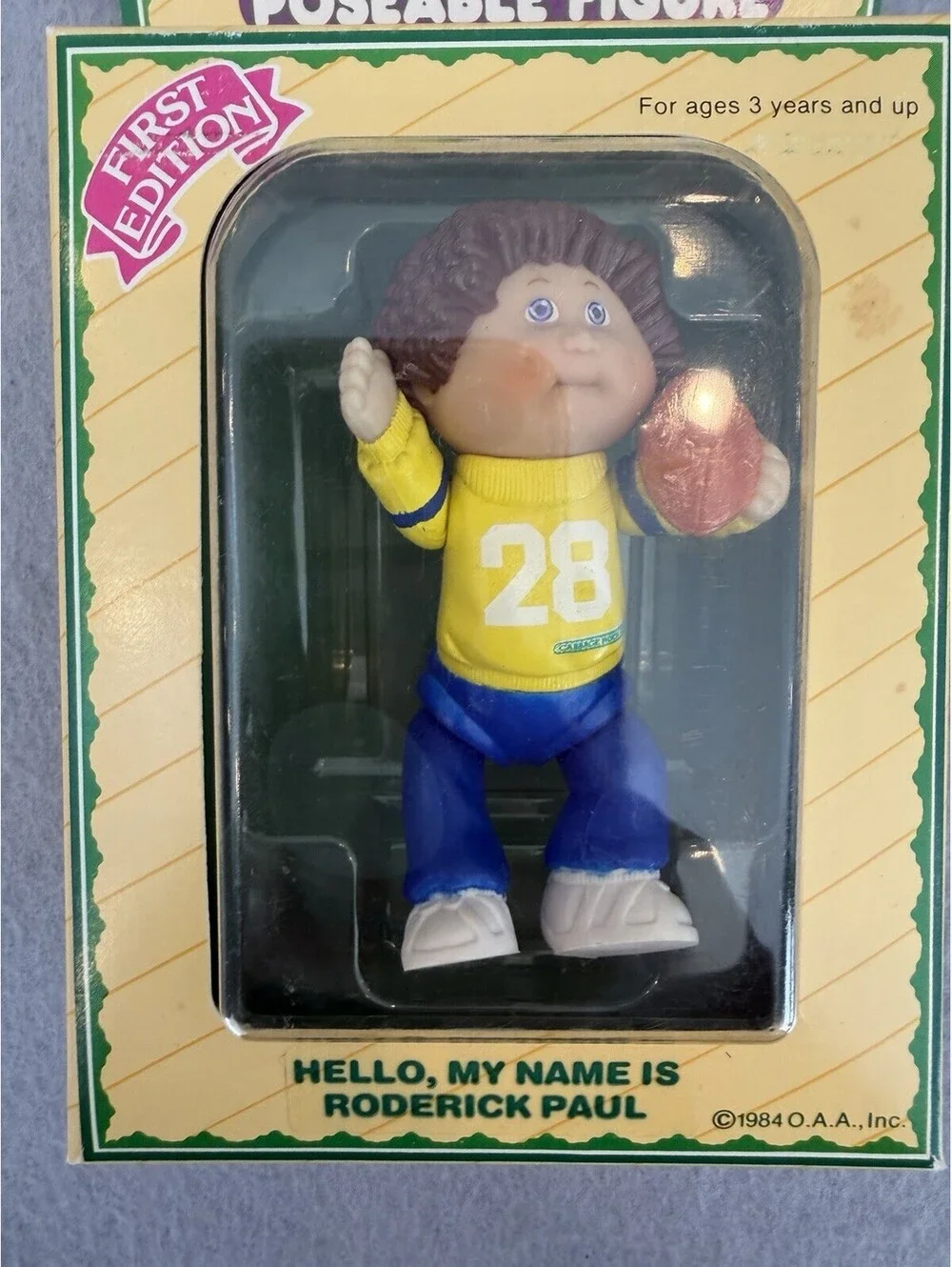 Vtg 1984 Cabbage Patch Poseable Figure 1st Edition Roderick Paul W/Football NIB